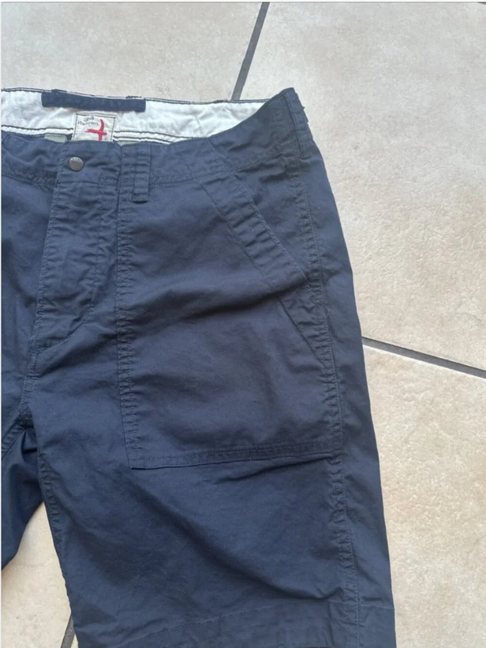 Relwen Mens Navy Blue Chino Shorts Size 34 Utility Panel Stretch Cotton 121082